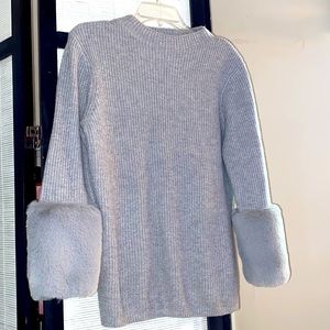 Ted Baker Gray Sweater With Faux Fur Sleeves